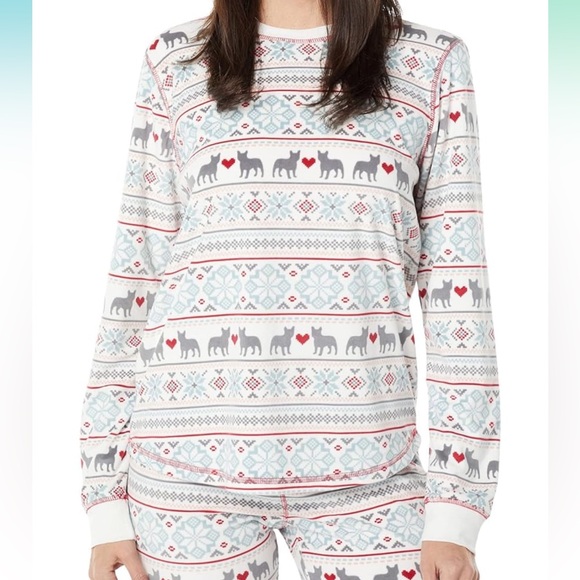 PJ Salvage French Bulldog Christmas Pajama Top - Picture 5 of 5